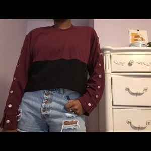 Pink button sleeve sweatshirt